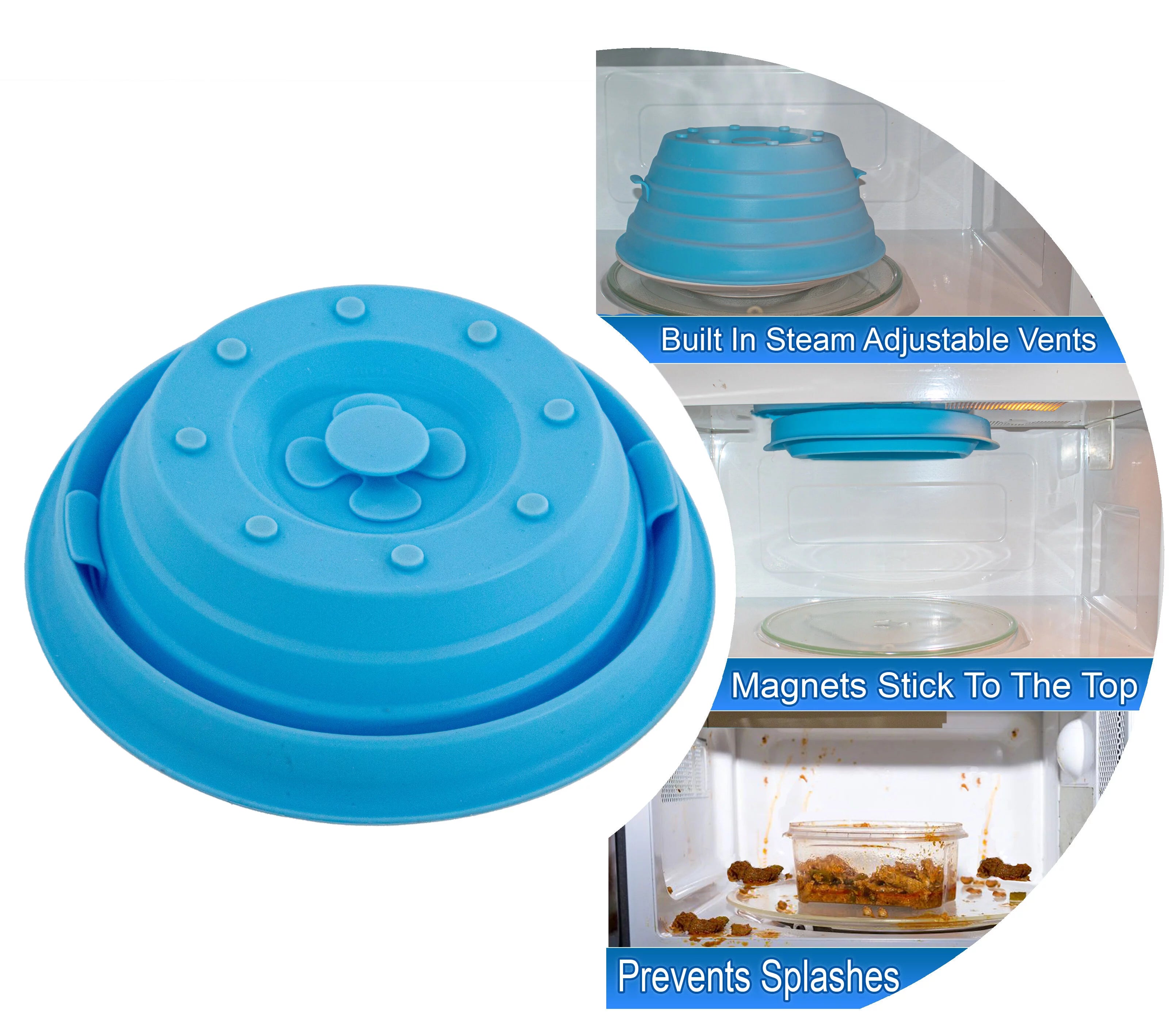 Magnetic Silicone Microwave Cover Lid, Collapsible & Splatter-Proof K86970