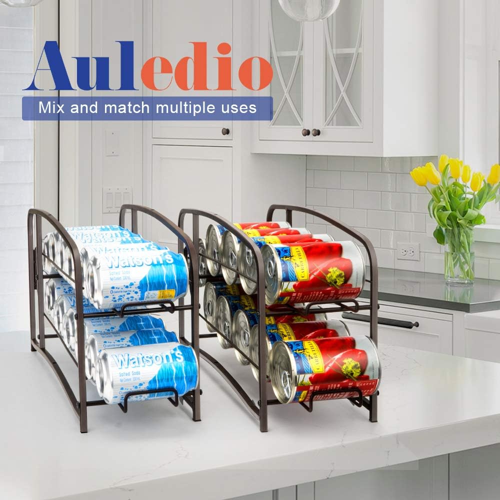 Stackable Beverage Can Dispenser Rack, Can Storage Organizer for Pantry Refrigerator (2 Pack) S5175