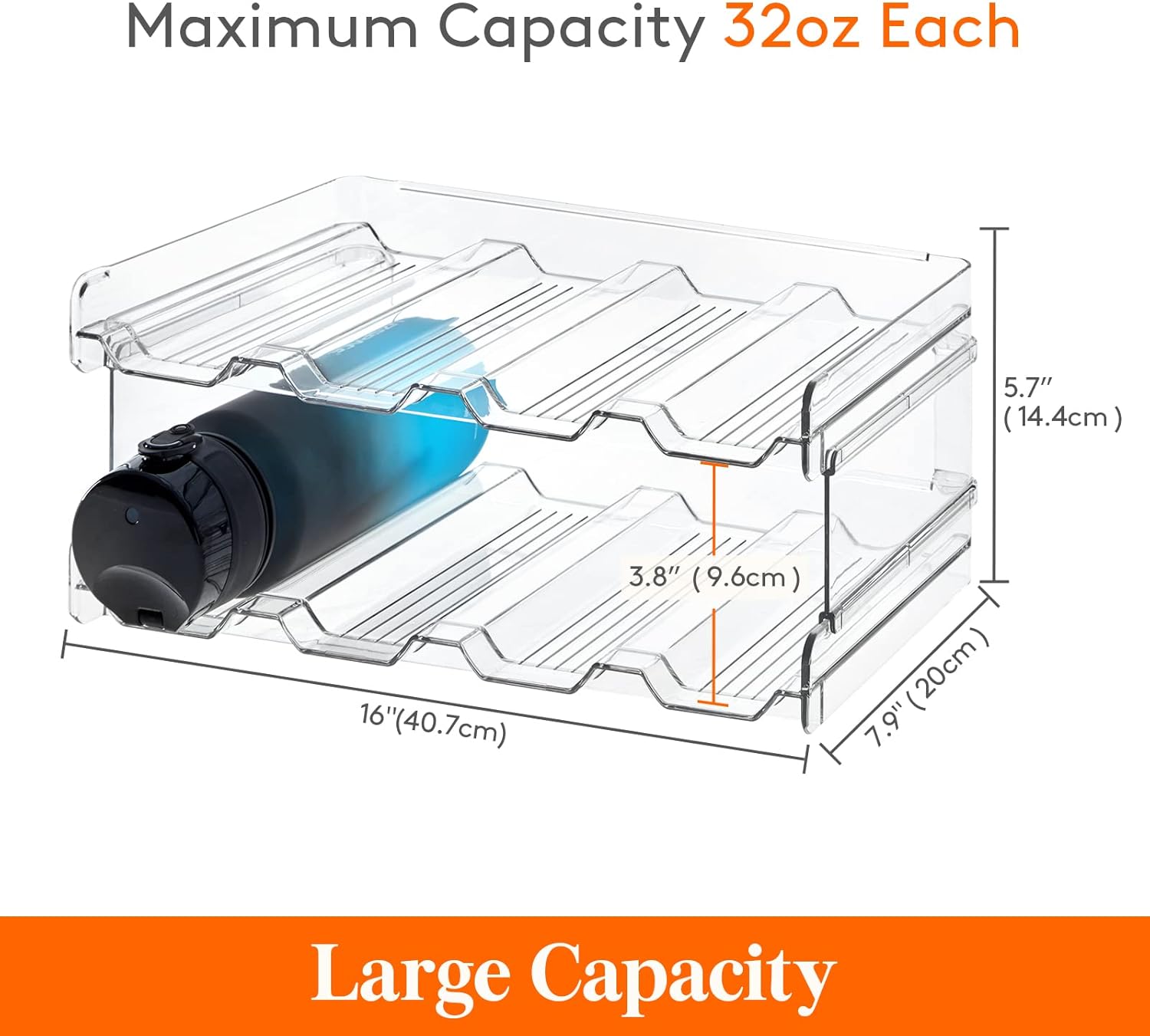 Stackable Water Bottle Organizer for Cabinet, Fridge, and Pantry Storage I497956