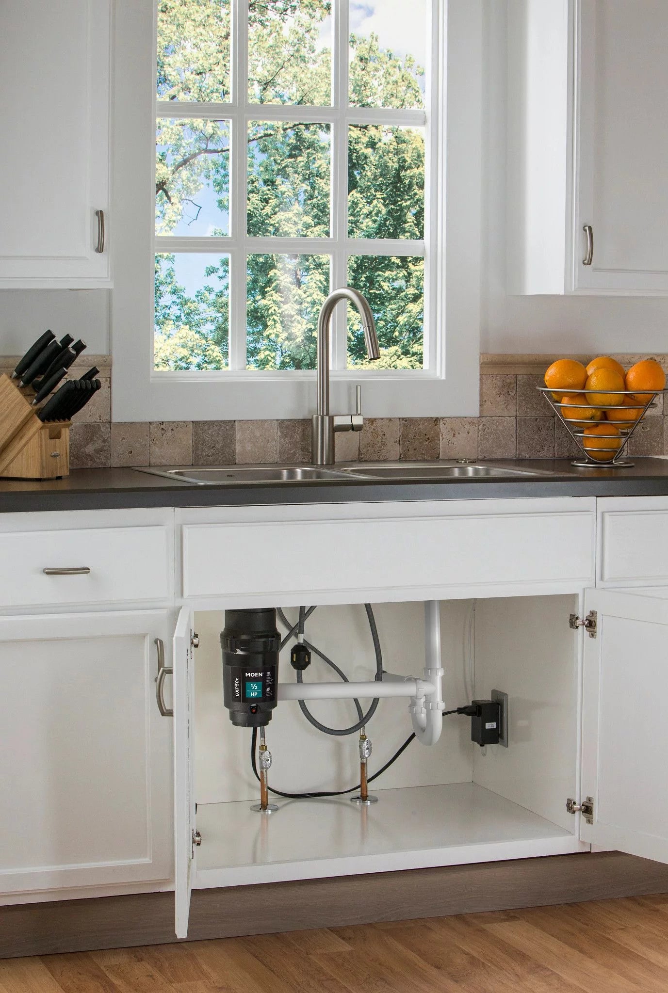 Garbage Disposal, 1/2 HP, Continuous Feed, Power Cord Included L4687