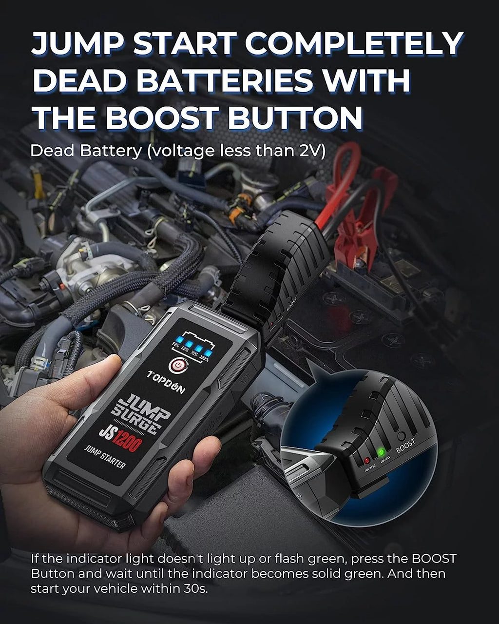 Portable Car Jump Starter 1200A 12V Battery Charger G603