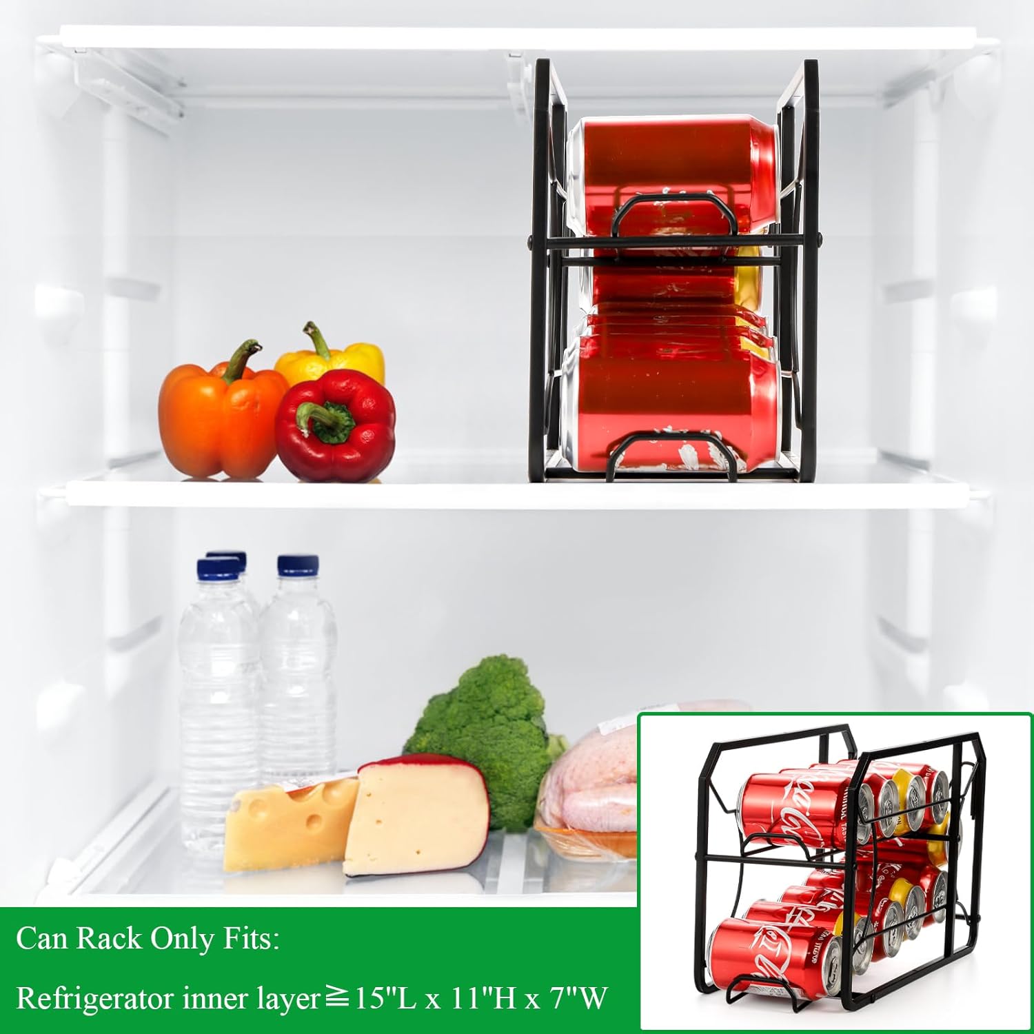 Can Rack Organizer, Stackable Can Storage Dispenser for Refrigerator, Kitchen, Pantry T2784