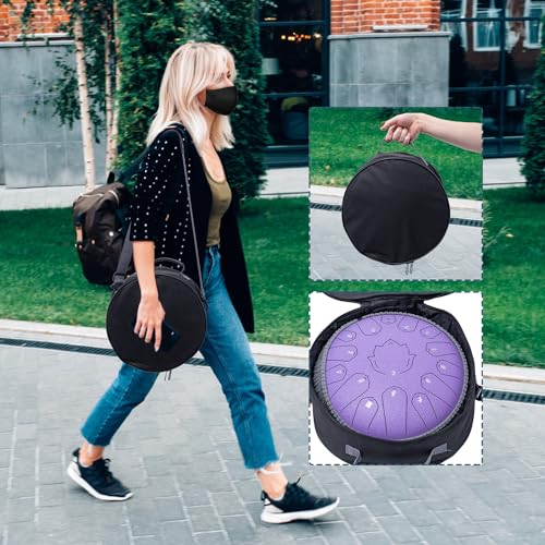 13 Inch 15 Notes Steel Tongue Drum with Travel Bag and Music Book A868