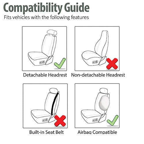 Faux Leather Car Seat Covers Front Set for Low Back Seats with Removable Headrest X384