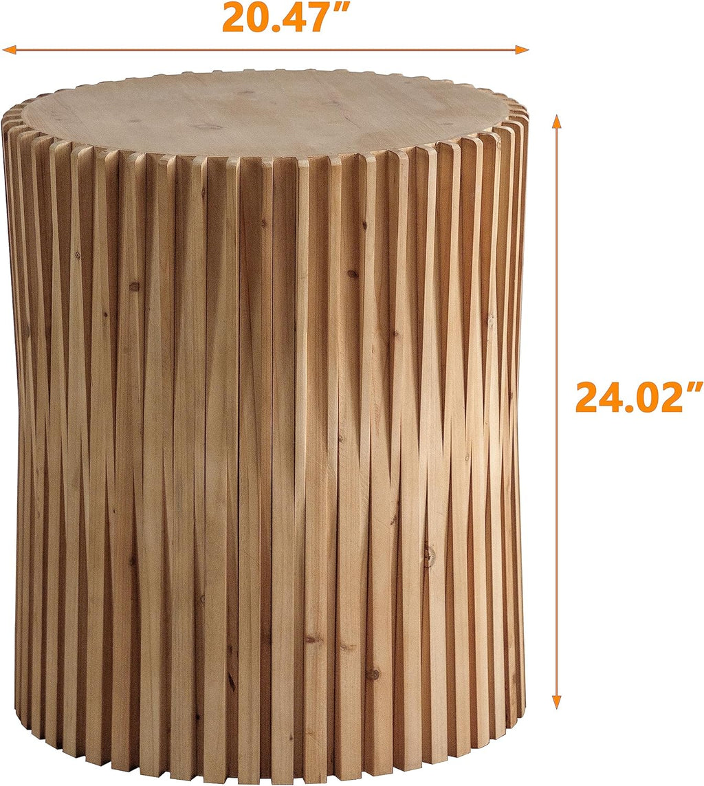 Cylindrical Coffee Table with Vertical Texture Relief Design N276