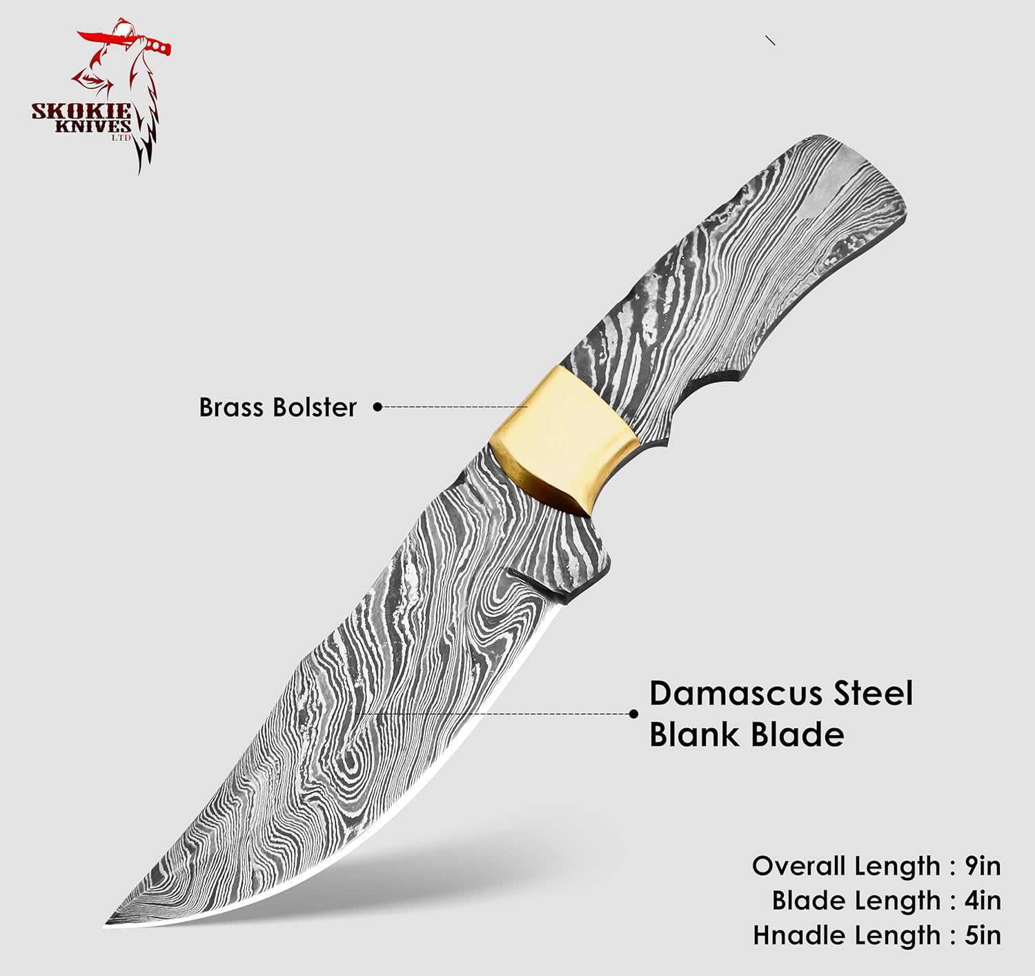 Custom Damascus Steel Blank Blade 9.0" for Knife Making E669