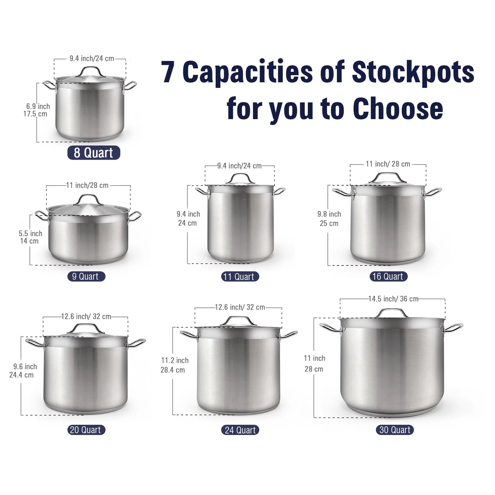 Stainless Steel Stock Pot with Lid, 8 Quart U14389