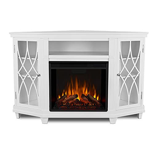 Real Flame Lynette 56" Corner Electric Fireplace TV Stand for TVs up to 55 inches, Entertainment Center with Electric Fireplace, Living Room TV Stand with Fireplace.
