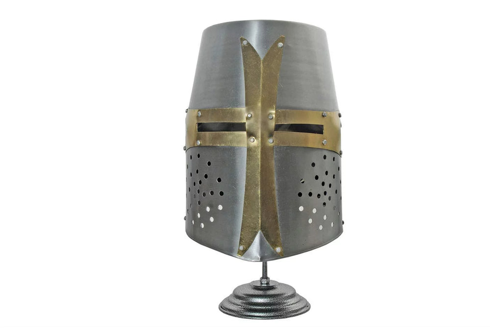 Carbon Steel Templar Knight Crusader Barrel Helm with Stand K164