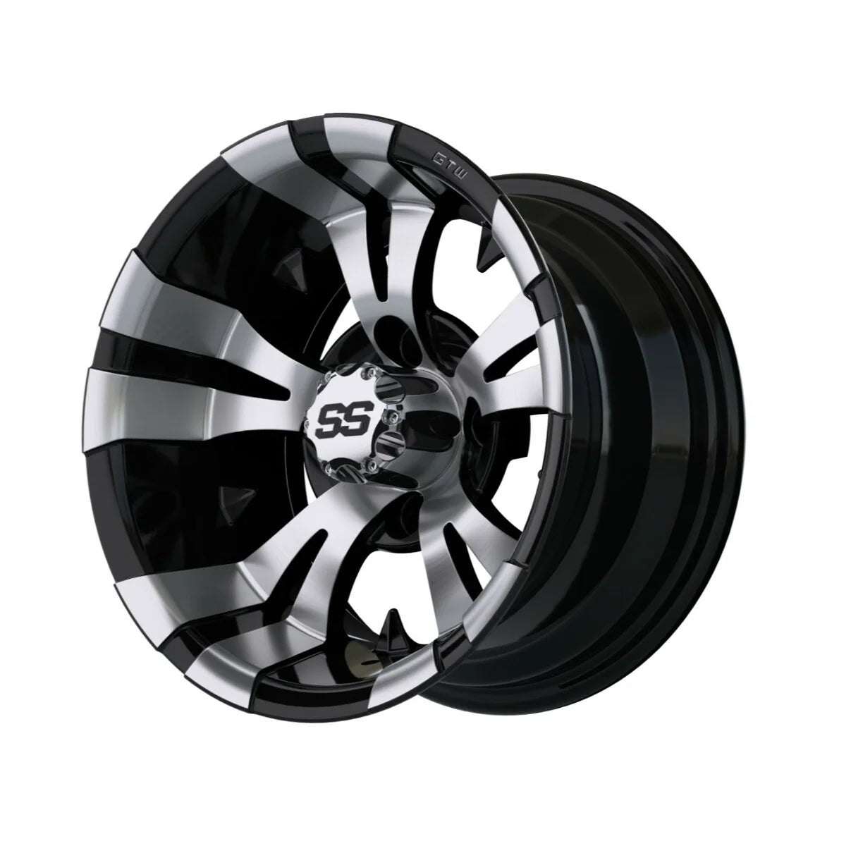 Golf Cart Wheel and Tire Set 12 Inch Black Machined, 4 Pack W561