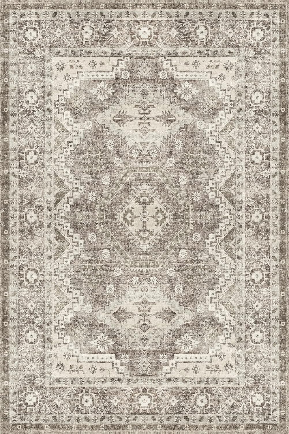 9x12 Vintage Tribal Area Rug, Stain Resistant Washable, Anti Slip for Living Room D818
