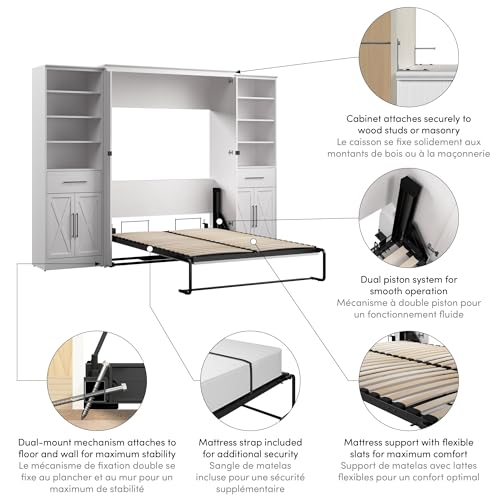 Full Murphy Bed with Closet Organizers and Drawers, Space-Saving for Bedroom or Guest Room B463719