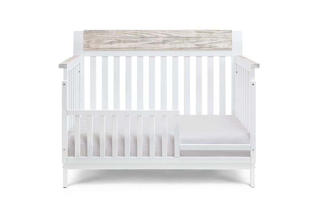 4 in 1 Convertible Crib, White and Wire Brushed Wood V2044