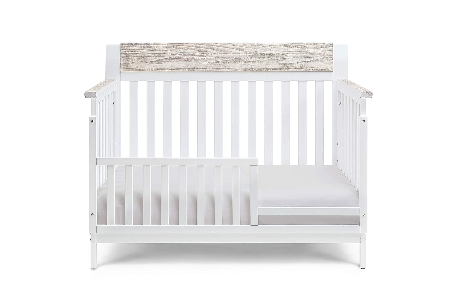 4 in 1 Convertible Crib, White and Wire Brushed Wood V2044