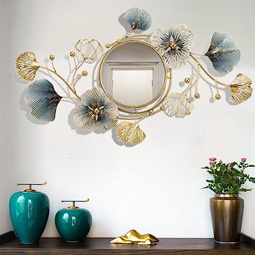 Ginkgo Leaf Metal Wall Mirror for Living Room Entryway A425