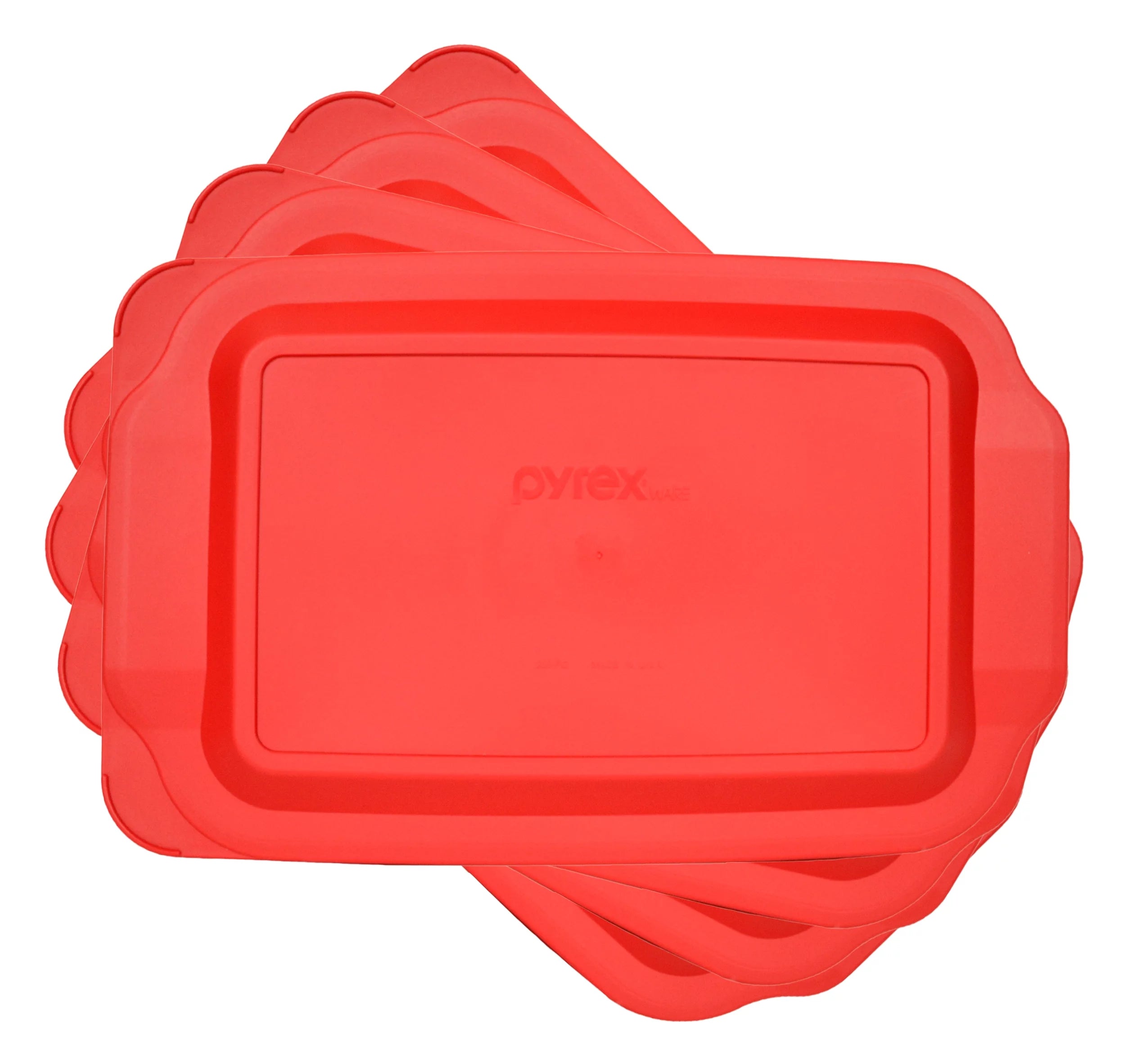 Pyrex 233-PC Red Plastic Rectangle Storage Replacement Lid Cover (4-Pack)