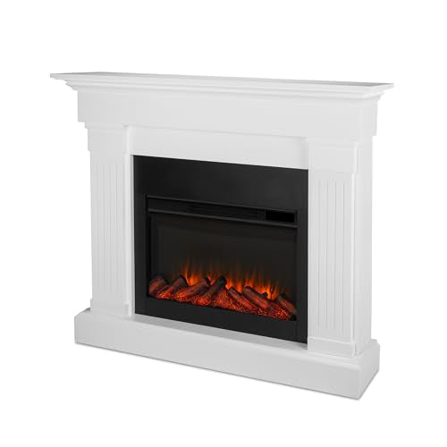 Real Flame Crawford 48" Slim Indoor Electric Fireplace with Mantel for Living Room or Bedroom, Replaceable Fireplace Insert Heater, Realistic Log and Flame Effect, Remote Control, Timer.