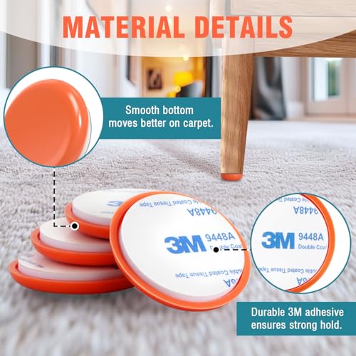 Furniture Sliders for Carpet & Hardwood Floors, 24 PCS P82881