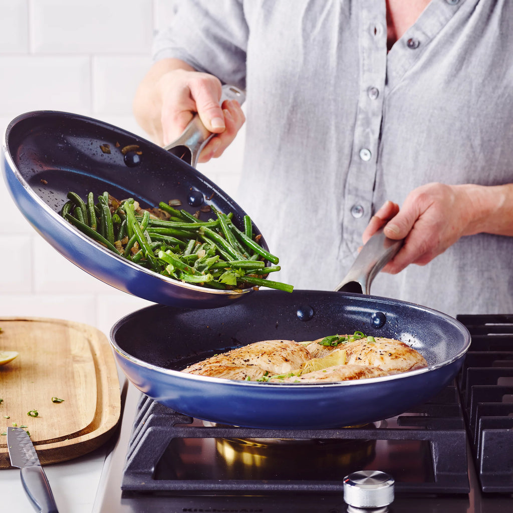 Ceramic Nonstick Frypan and Skillet Set, 9.5" and 11" E128