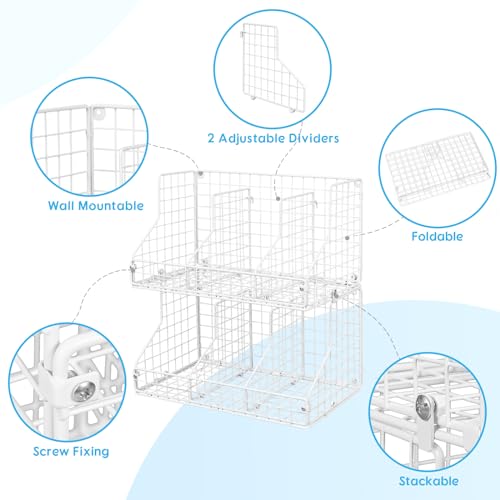 Stackable Can Rack Organizer for Pantry Storage with Adjustable Dividers, 2-Tier Metal Wire Basket Q858942