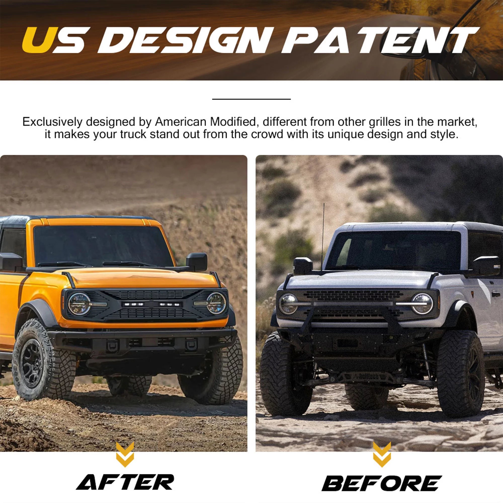 Grille with Lights for 21-24 Ford Bronco with Front Camera B6550