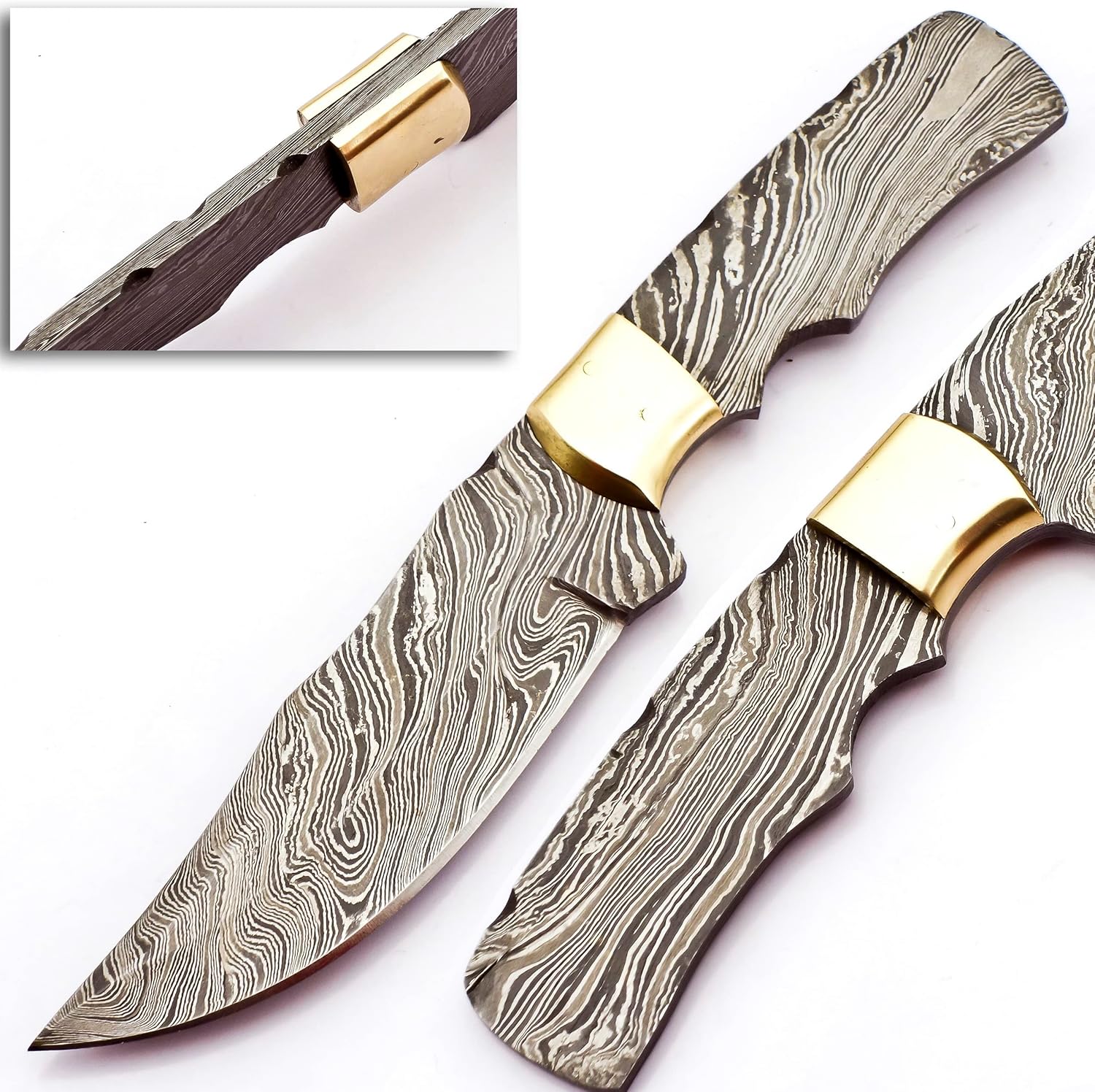 Skokie Knives Custom Damascus Steel Blank Blade Knife Making Use 9.0'' -Handmade Premium Quality Edge Fixed Blade Multipurpose Full-Tang Blank Knife for Knifemaking