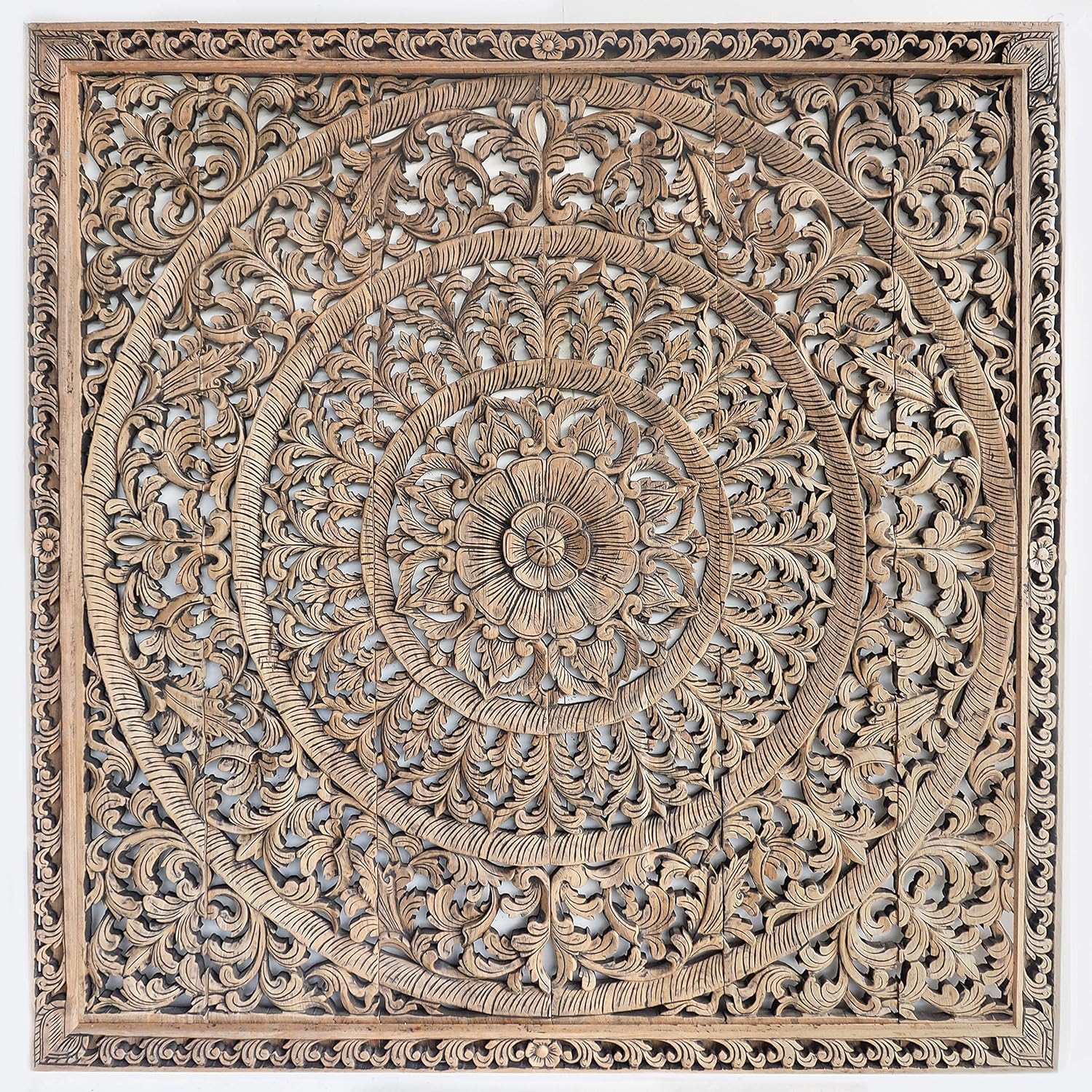 Wood Carved Headboard Wall Panel 72 Inches N9450