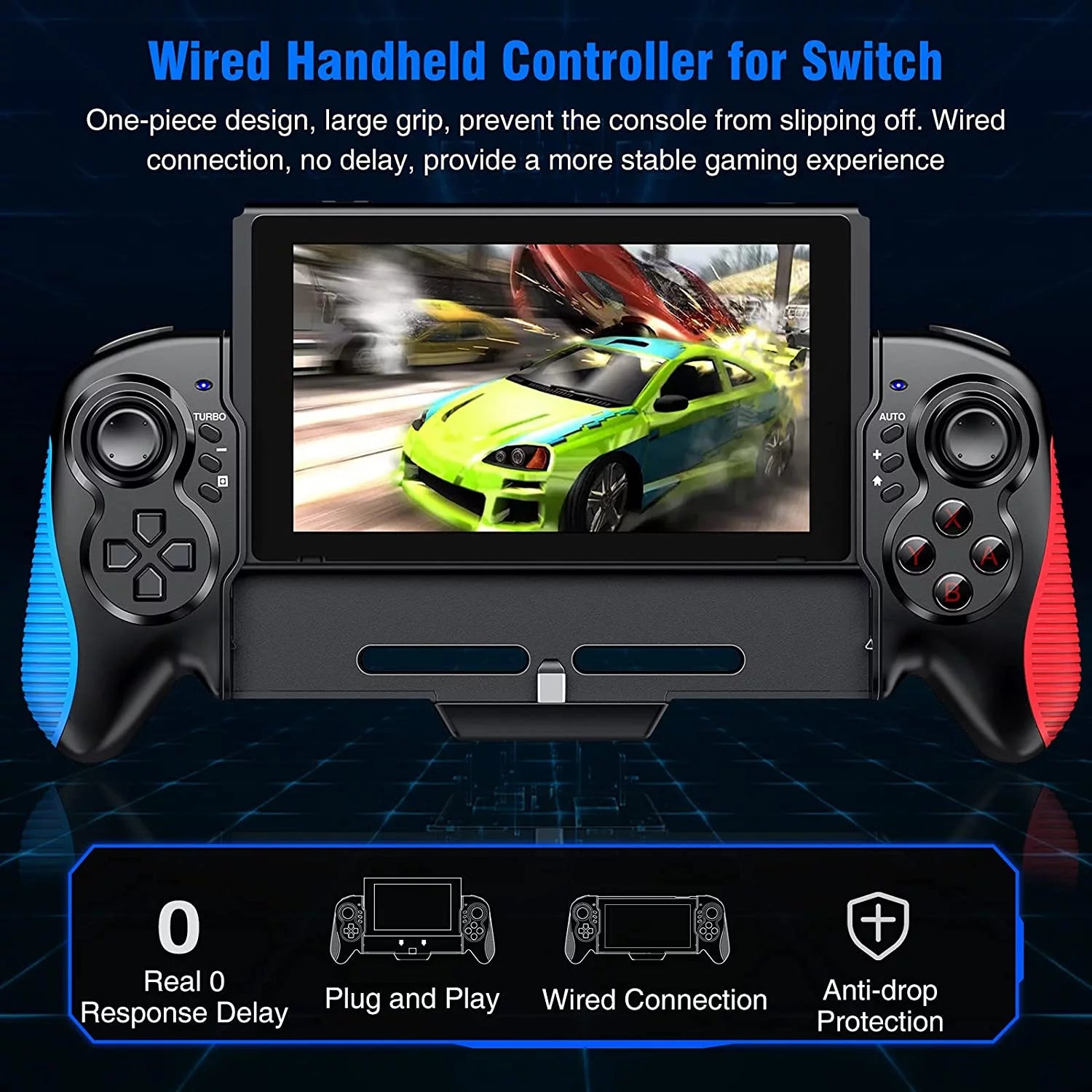 Controller for Nintendo Switch/OLED, One-Piece Joypad with Adjustable Turbo and Dual Motor Vibration O46052