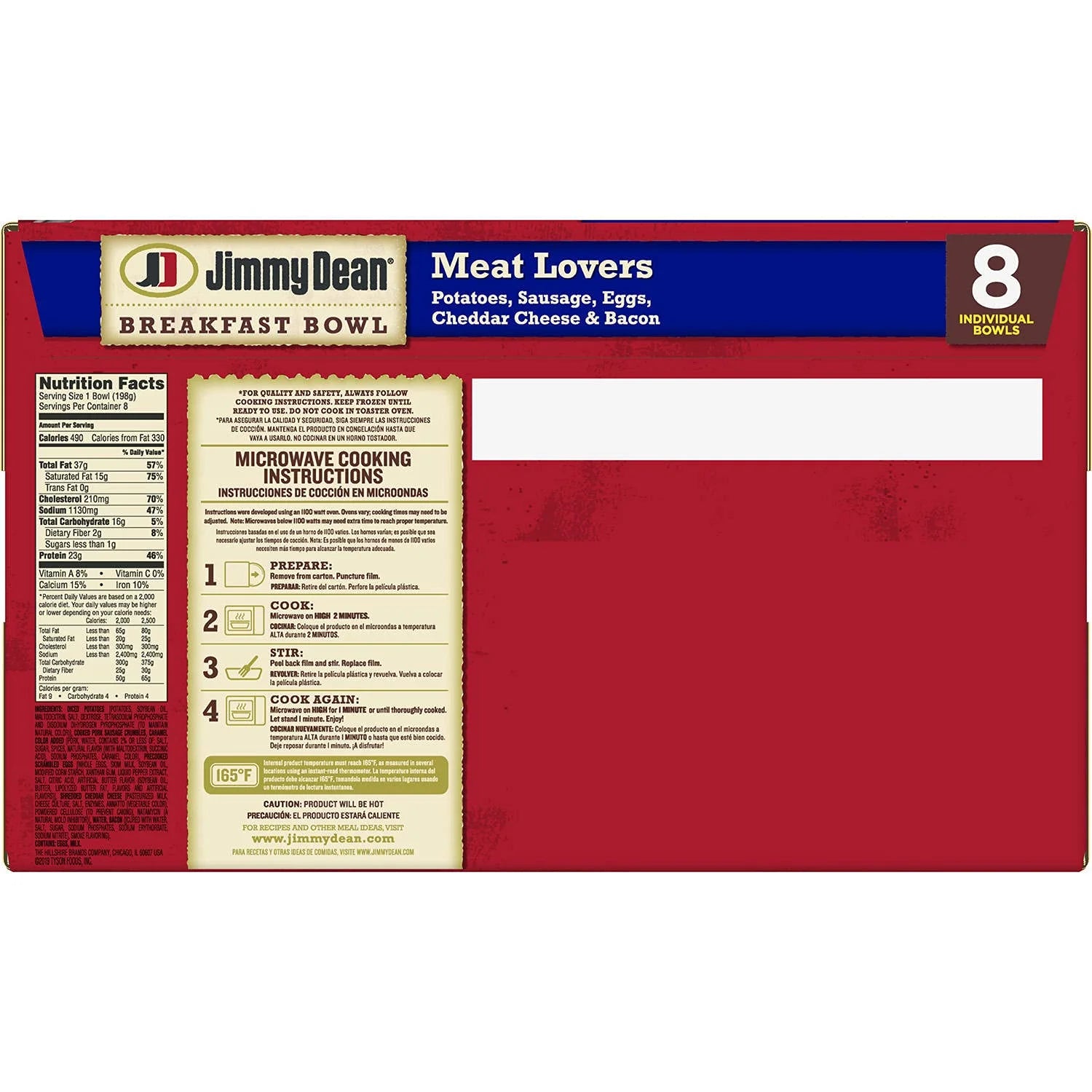 Meat Lovers Breakfast Bowls - 24 Frozen Bowls with Potatoes, Sausage, Eggs, Cheddar and Bacon J3263