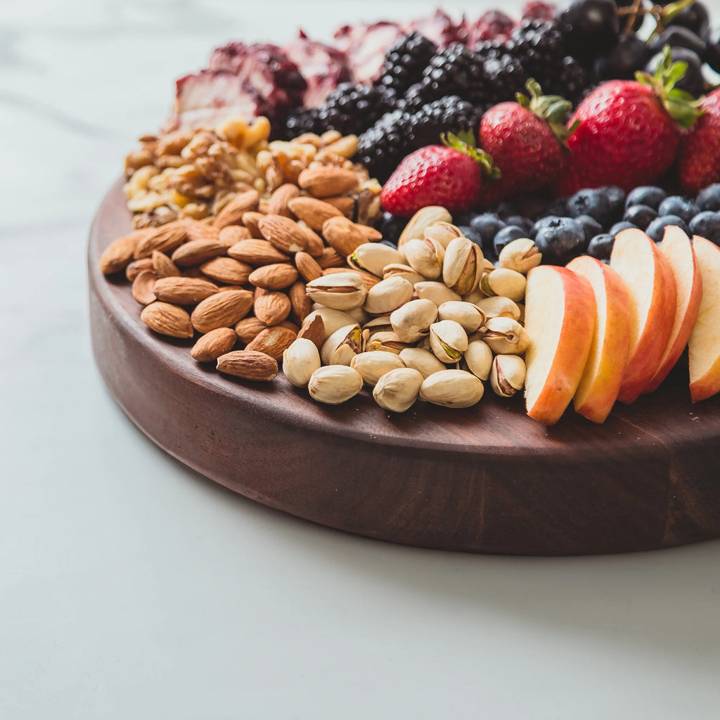Walnut Wood Round Cutting Board for Kitchen, 18" x 18" x 1.5" E220