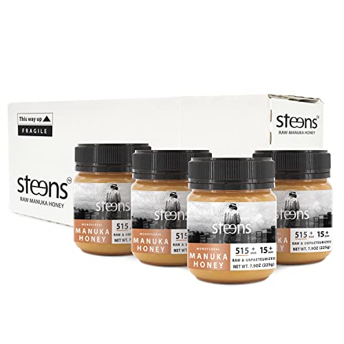 Steens Manuka Honey - MGO 515+ - Pure & Raw 100% Certified UMF 15+ Manuka Honey - Bottled and Sealed in New Zealand - 7.9 oz Jar