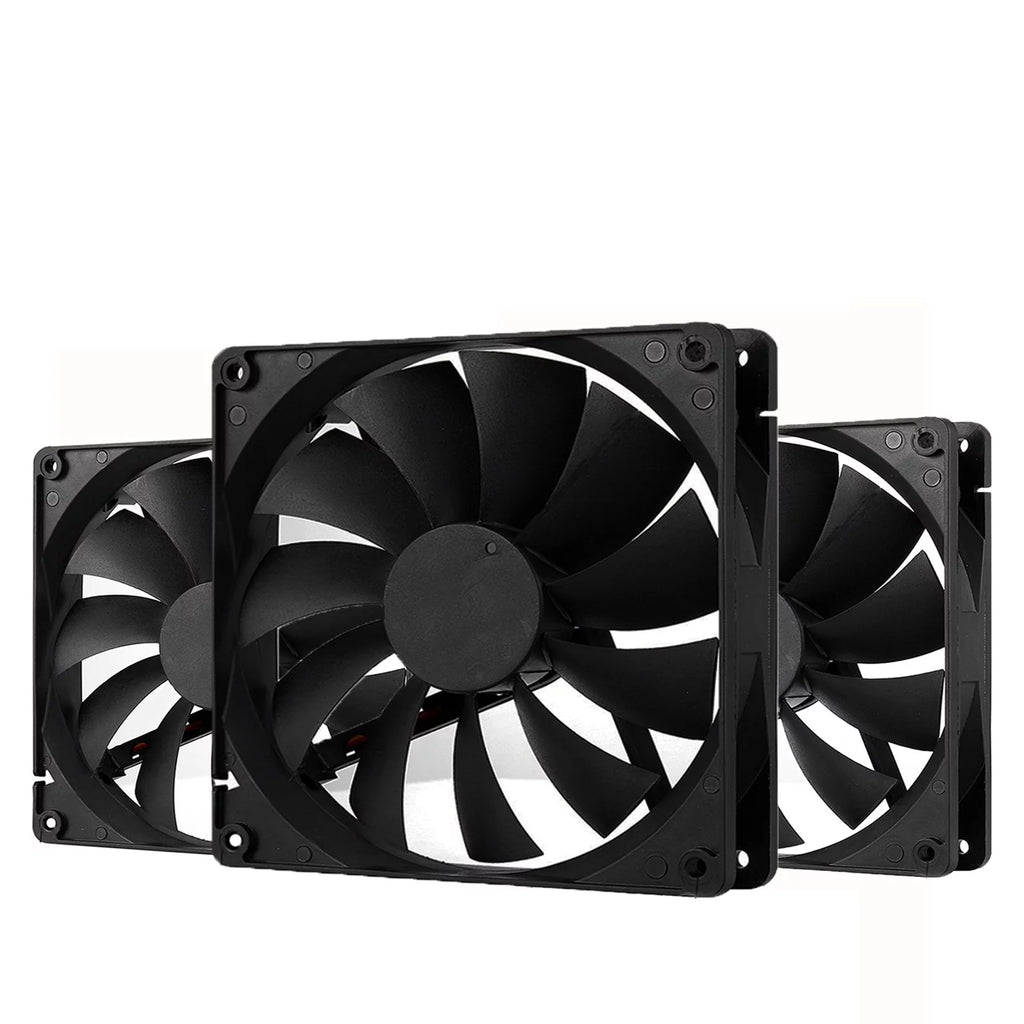 Pano-Mounts 140mm Computer Case Fan High Performance Standard Square  4pin Connector 12V DC  CPU PWM Cooling Fan  3-Pack Black