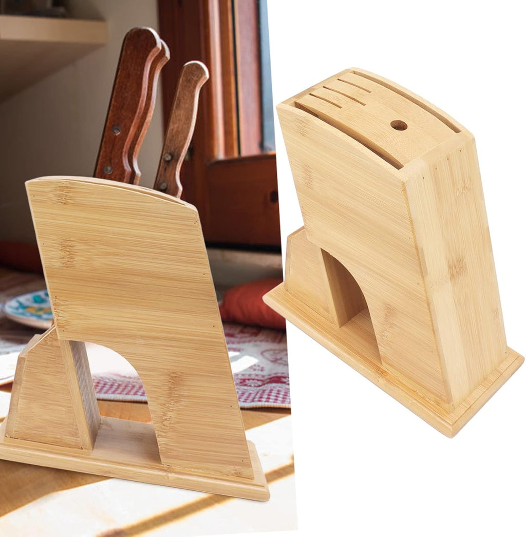 Wooden Knife Block with Non-Slip Felt Mat for Kitchen Countertop J65363