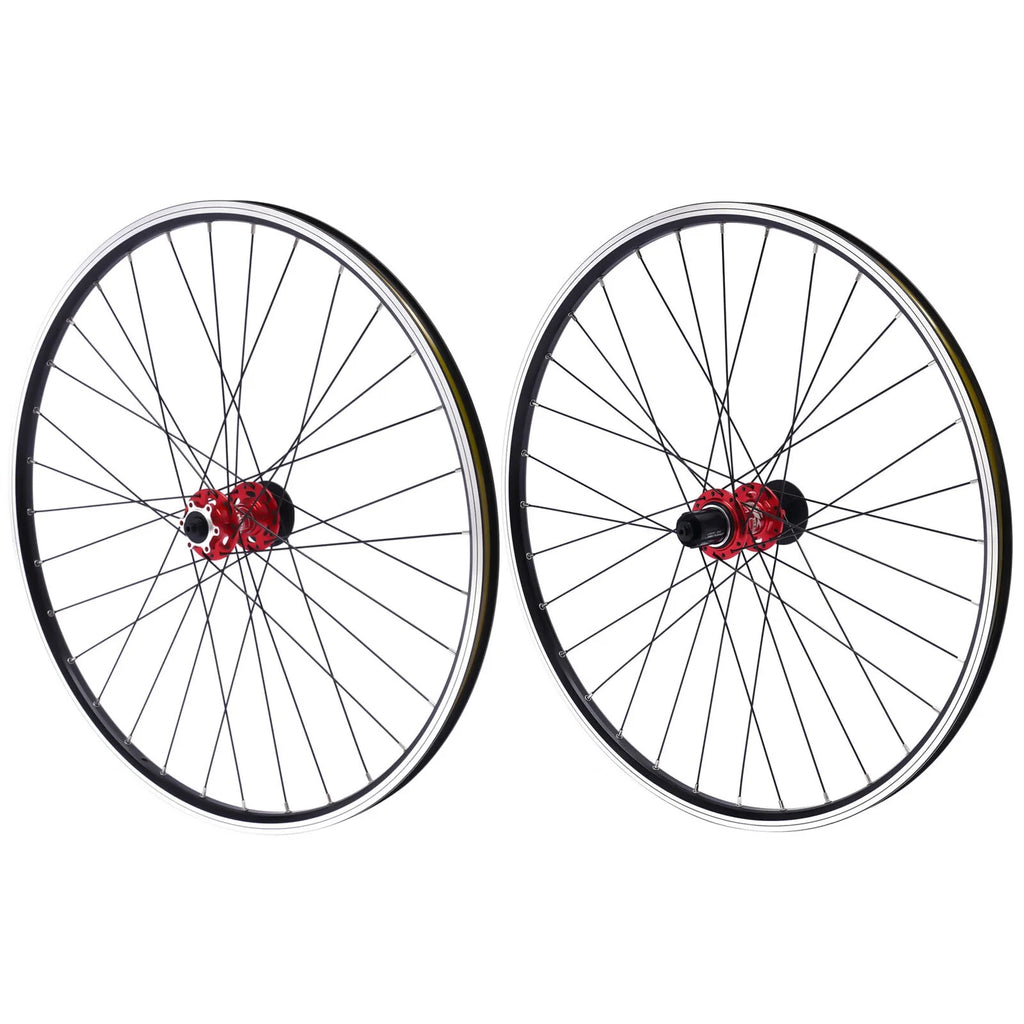 Aiqidi 27.5" Mountain Bike Front Rear Wheels Bicycle Disc Brake Aluminum Alloy Rim MTB Wheelset Fit 7-12 Speed Cassette(Red Hub)