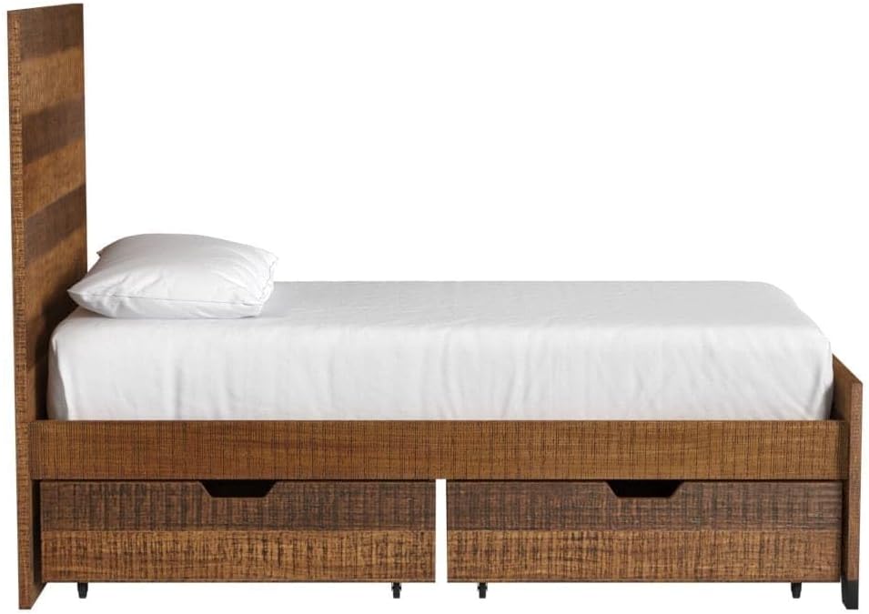 Urban Rustic 37" Wide Under Bed Wood Storage Drawer Brushed Wheat (2 Pc/Box) Brown Farmhouse Finish