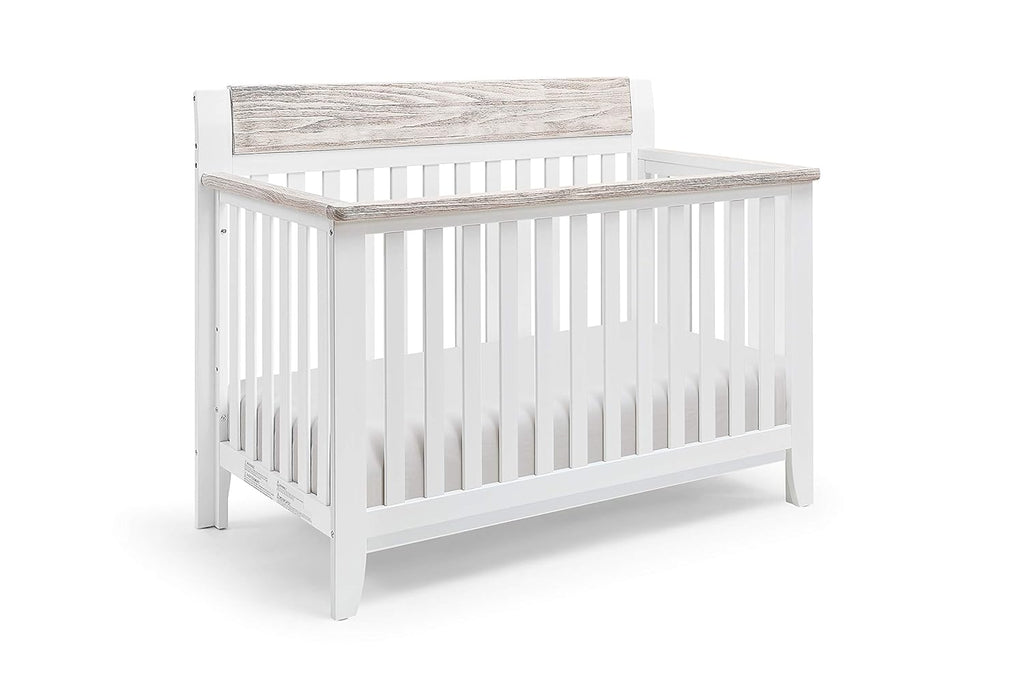 4 in 1 Convertible Crib, White and Wire Brushed Wood V2044