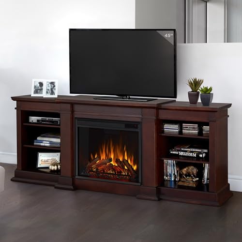 72" TV Stand with Electric Fireplace, Black, Fits up to 70" TV W2754