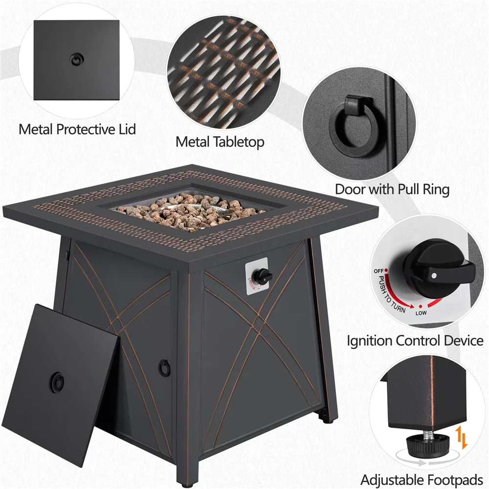 28" Propane Fire Pit Table, Copper D9843