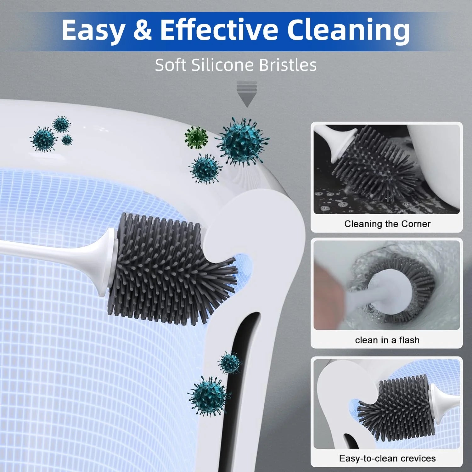 Toilet Brush and Caddy Holder Set for Bathroom (2 Pack) Y2911