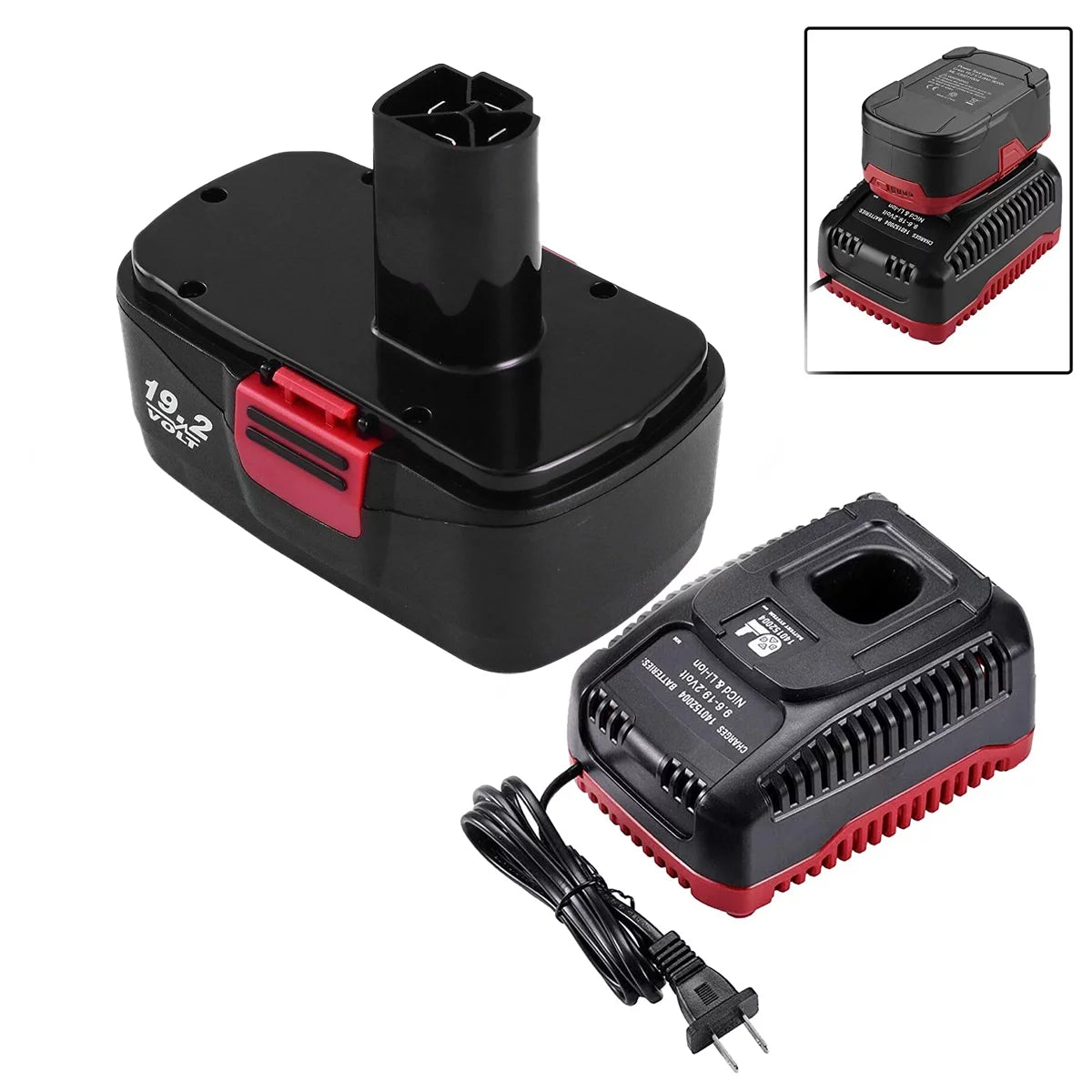 4.8Ah Replacement for Craftsman C-3 19.2V Battery 1323903 130279005 130279003 and Charger 140152004 for Craftsman C-3 XCP 9.6V-19.2