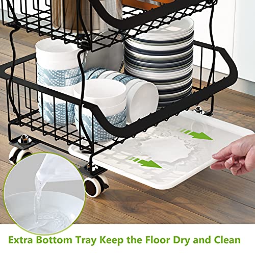 5-Tier Stackable Metal Wire Rolling Cart for Kitchen, Pantry, Garage I812