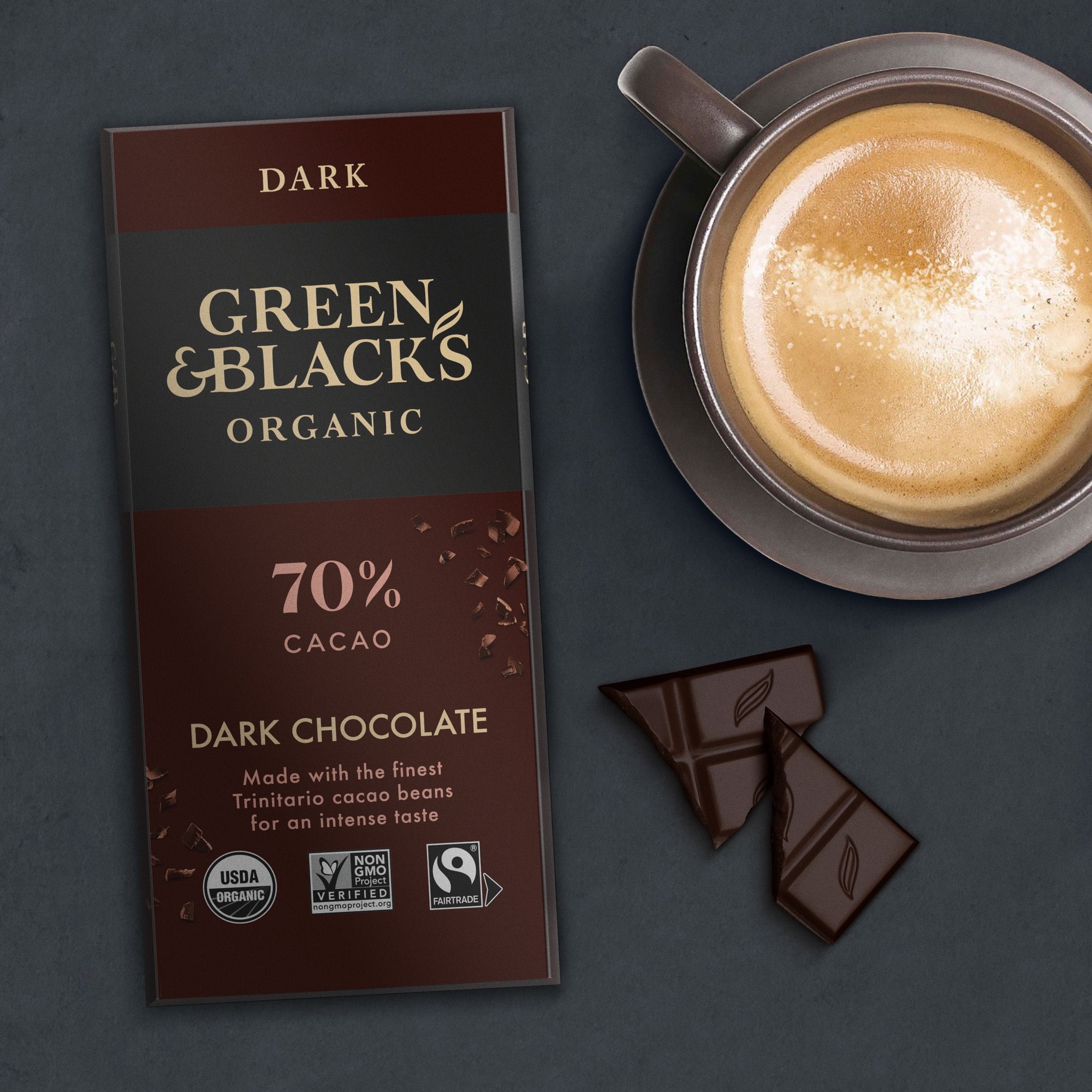 Organic Dark Chocolate Bar, 70% Cacao, 10-Pack Y31421