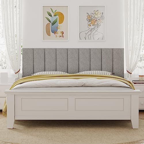 3D Soundproof Wall Panels Peel and Stick Headboard, 6 Panels, Gray E9826
