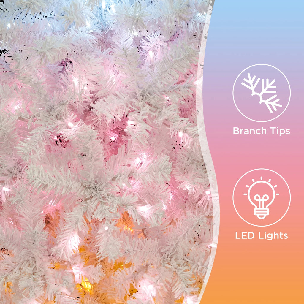6FT Pre-lit Artificial Christmas Tree with 300 Tri-Color Lights and Star Top E161241