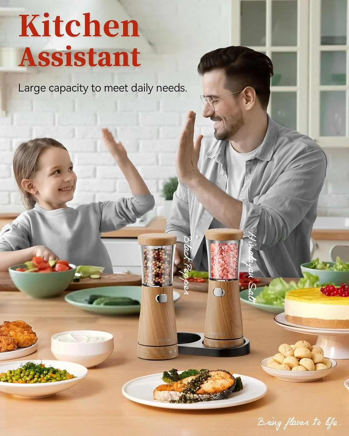 Electric Salt and Pepper Grinder Set, Adjustable Coarseness, USB Rechargeable, LED Light, 2 Pack Z6771