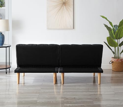 Convertible Futon Sofa Bed with Corduroy Fabric and Wooden Legs S315312