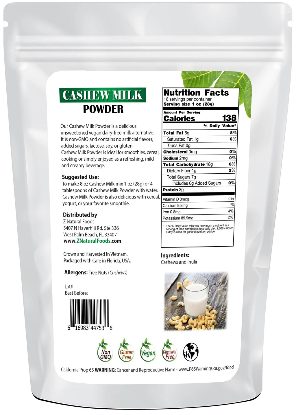Vegan Cashew Milk Powder, 5 lbs W5347