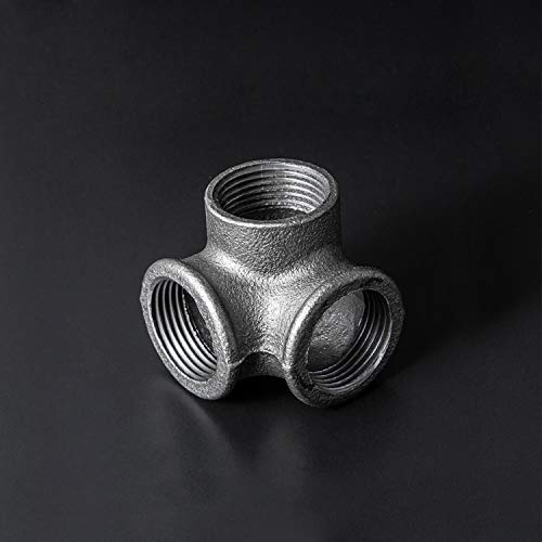 3-Way Side Outlet Elbow Malleable Iron Corner Pipe Fitting for DIY Furniture Shelving W446