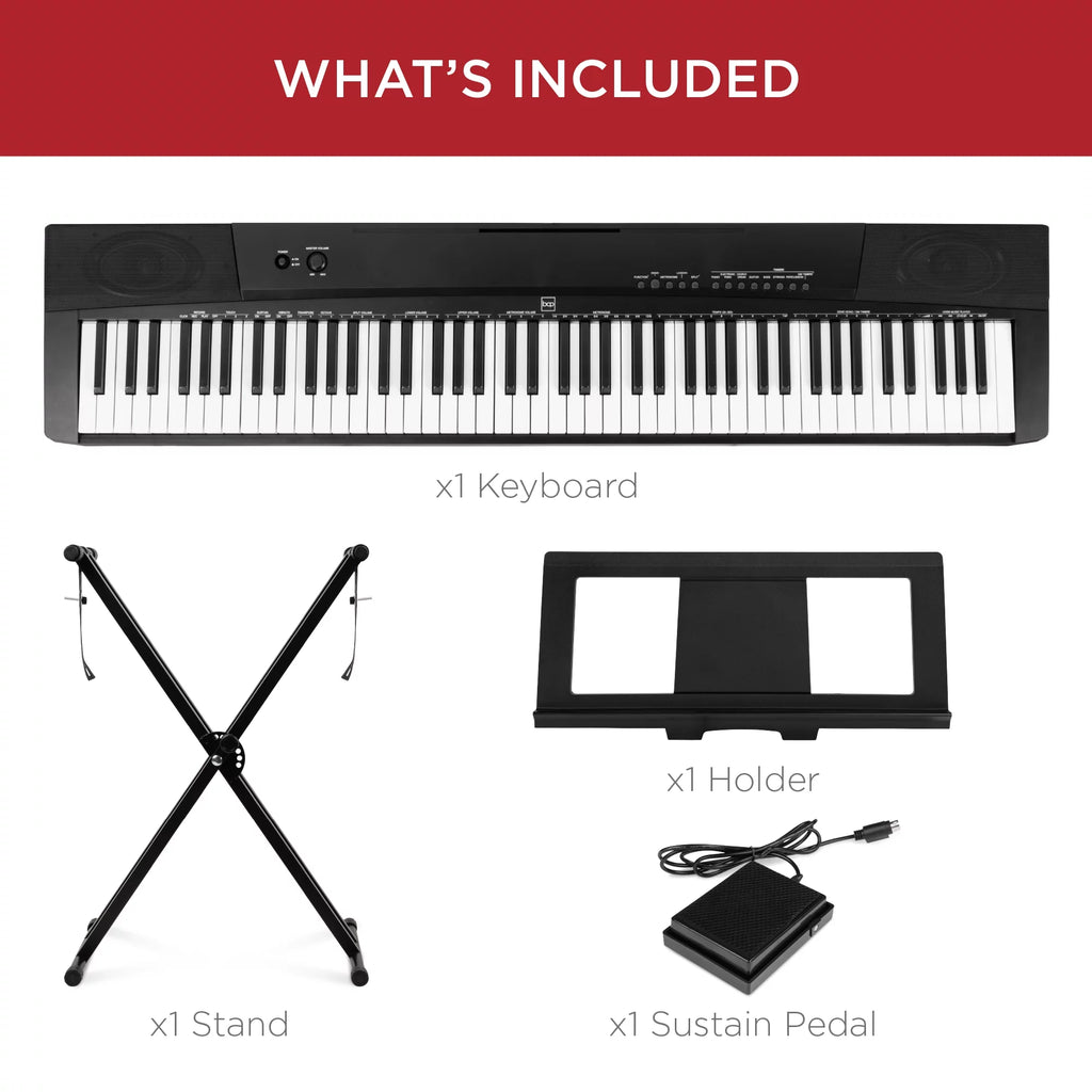 88-Key Full Size Digital Piano with Semi-Weighted Keys, Stand, Pedal T449