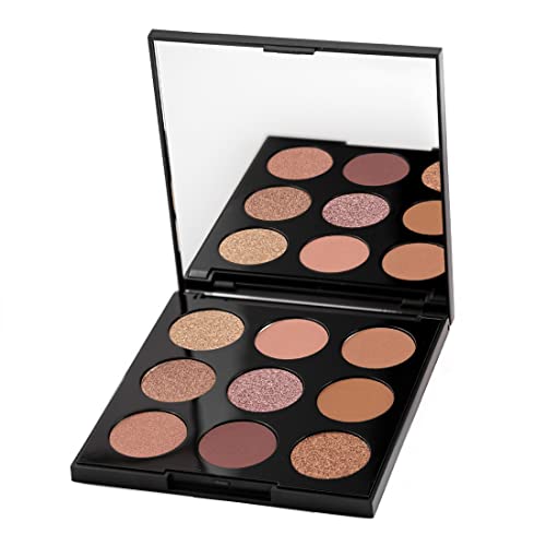 Palladio Ultimate 9-Count Eyeshadow Palette, Talc-Free Formula, High Pigmented Shades in A Mix of Matte & Shimmer Finishes, Blendable Long Lasting Colorful Professional-Grade Makeup (Natural Earth)
